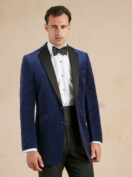 Single Breasted Navy Velvet Dinner Jacket Hire
