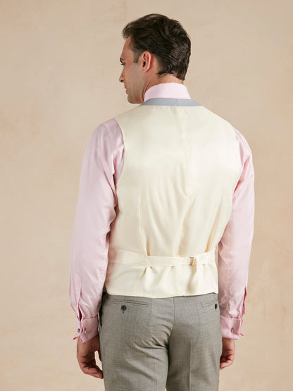 Royal Ascot Single Breasted Waistcoat Hire - Buff & Grey
